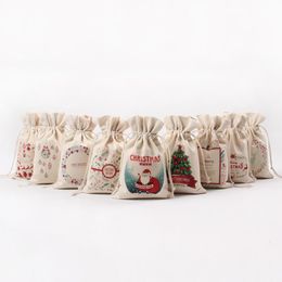 Hot sale Christmas Gift Bag Pure Cotton Handmade Canvas Drawstring Sack Bags Candy wrapped gift bag LX2997