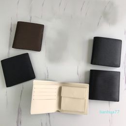 Designer-8 colors Mens Designer wallet marco card holder coin purse short wallets Genuine Leather lining brown letter check canvas