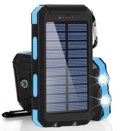 Manufacturer direct sale dual LED waterproof solar charger 20000 Ma compass mobile power supply