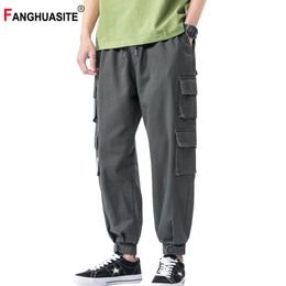 Spring Men's Hip-Hop Cargo Pants Streetwear Beam Feet Solid Colour Harem Pants New Comfortable Multi-Pocket Casual