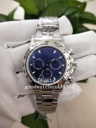 Latest template H4130 Factory 40mm 18K Blue Dial Stainless Index Dial 116509 Chronograph Automatic High Quality Mens Watch Watches