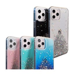 Fashion Glittering funny flow sequins transparent tpu pc cover case for iphone 11 12 pro X XS max XR 6 7 8 plus case