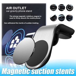 2020 New Arrival Magnetic Car Phone Holder L Shape Car Air Vent Clip Magnet Universal Cell Phone Bracket Stand with Retail Box