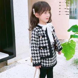 Mädchen Plaidklage 2020 neue Herbst-Kind-Mantel-Rock zweiteiliger Anzug runde Kragen-lange Hülsen-Mode-Mädchen-Klage Kinder Kleidung