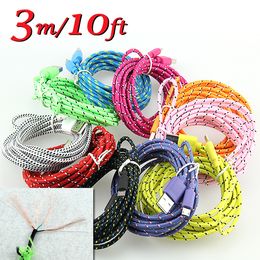 300pcs 1M 2M 3M Fabric Braided Data Charger Charging Cable Wide Fiber Nylon Fabric Woven Cord Lead Samsung from alisy