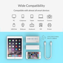 Freeshipping Windows 7 Port Super Speed Hub with 12V Power Adapter 3.3Ft. USB3.0 Cable Cord for iMac MacBook PC Laptop USB3.0 Hub Aluminum