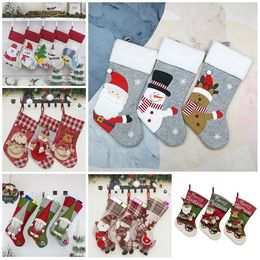 hotChristmas decorative socks For Christmas Stockings Hanging Ornaments Gifts Wall Hanging Interior decoration Party Supplies 9styleT2I51285