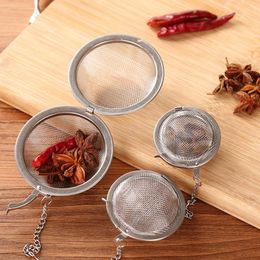 Portable Stainless Steel Seasoning Ball Strainer Mesh Solid Spice Residue Philtre Tea Infuser Tools 3 Size Optional DLH464