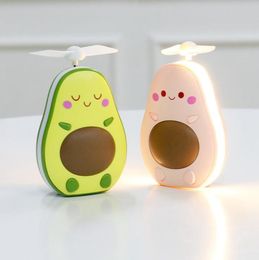 Avocado Fan Cartoon Portable Rechargeable Mini USB Children Handheld Fans with Light Mirror Party Favor Mini Fan Wholesale