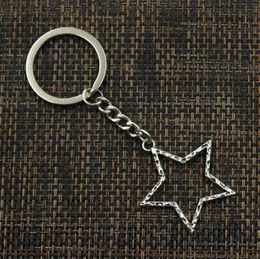 Fashion 20pcs/lot Key Ring Keychain Jewellery Silver Plated Hollow Star Charms pendant key accessories