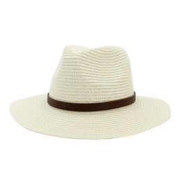 Summer Hats for Women Straw Fedora Hat Beige Men Jazz Hat with Belt Unisex Vintage Solid Beach Ladies Sun Panama