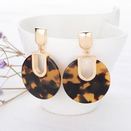 Dangle & Chandelier Tortoiseshell Trendy Jewelry Geometric Design Earrings For Women Bohemian Drop Gold Hook Eardrop Acrylic Gifts