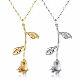 Delicate leaf Rose Flower Pendant Choker Statement Necklace Bijoux Collier Femme Women Charm Maxi Boho Jewellery