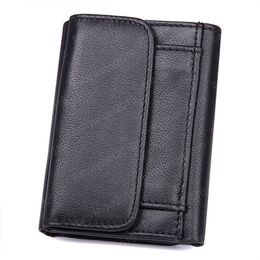 Genuine Leather Men Wallets Fashion Short Luxury Male Purse High Quality Trifold Male Wallets with Hasp