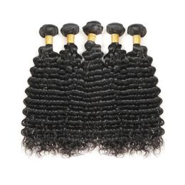 10A Grade Peruvian Deep Wave Virgin Human Hair Bundles 5Pcs 500g Lot Unprocessed Remy Human Hair Extension Cut From One Donor Natural Color