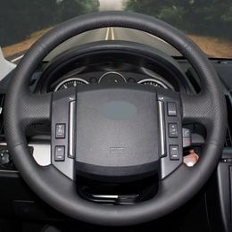 DIY Hand-stitched Black Soft Artificial Leather Car Steering Wheel Cover for Land Rover Freelander 2 2007-2012