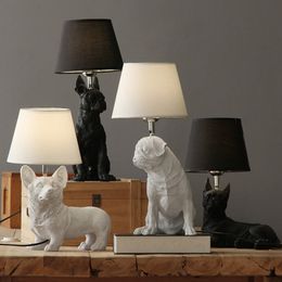 North Europe retro bedroom bedside lamp creative study decorative lamp children's room animal puppy resin table lamp