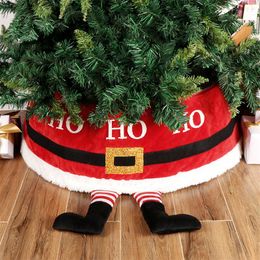 Christmas Tree Skirt Christmas Party Decorations Santa Claus feet Christmas tree base apron Durable Santa Claus Decoration GU87