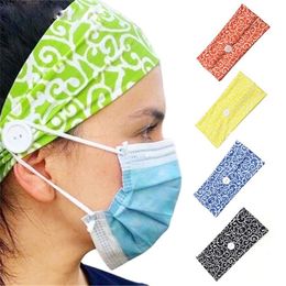 2020 Face Mask Headband with Button anti Ear Protective Adults Gym Sports Hairband Elastic Hairlace Headress Hair Accessories