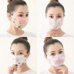 Chiffon Printing Flowers Designer Face Mask Women Summer Outdoor Sport Windproof Dustproof Cotton Reusable Face Masks Sportmasken