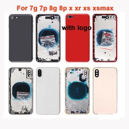 Back housinng For iphone 7 plus 8 8plus X XR XS XSMAX glass Middle Frame Chassis Assembly Battery Cover door