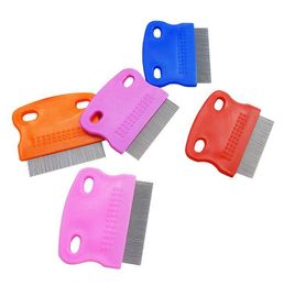 NEW Lice Comb Non Slip Handle Pet Dog Cat Louse Flea Remove Brush Stainless Steel Grooming Tools