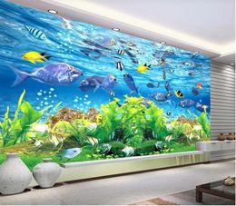 Custom Clear 3D background wall of underwater world 3d ocean wallpapers 3d murals wallpaper for living room