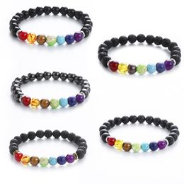 Wholesale colorful stone beaded bracelet korean fashion new summer design Natural black stone bead bracelet for men women