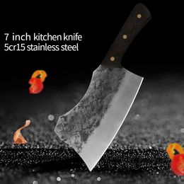 Full Tang Cleaver Forged Chinese Butcher Cutlery Knife Camping Serbian Chef Knife Handmade Sliced Chef Kitchen Chopping Knife
