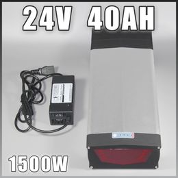 Rear rack 24V 40Ah Lithium ion Electric Bike Battery with LED Lamp USB Port for 1000W Motor