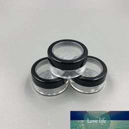 5ML 5G Portable Empty Clear Make-up Powder Puff Box Case Container with Powder Sifter and Black Screw Lid Loose Powder