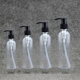 30pcs/lot 100/150/200/250ml transparent pet bottle, 24/410 cosmetics hand lotion pump,shampoo pump free shipping