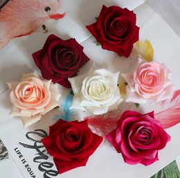 Simulation flower silk cloth flower head flannel curled corner rose DIY corsage wrist flower LY001