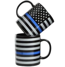 Blue Line USA Police Mugs Blue Line Mug Ceramic Coffee Milk Cup Trump Coffee Tumblers Handgrip Ceramic Cups GGA3667