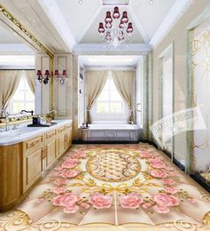 Wallpaper Self adhesive Flooring Wallpaper For Walls Living room Bedroom Bathroom Rose flower PVC Self-Adhesive Waterproof Floor