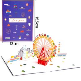 New Greeting Card Paper Ferris Wheel Handmade Envelope 3D Effect 130x155mm