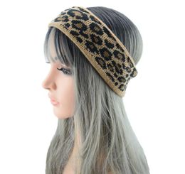 Leopard Knitted Headband Bowknot Hairband Turban Stretch Crochet Wide Bandanas Winter Twisted Headwrap Hair Accessories 3 Designs BT5729