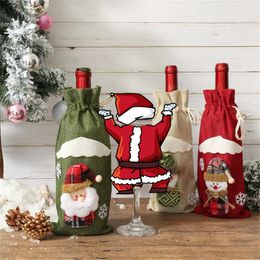 Christmas champagne wine bottle set 3 Colour red wine bottle bag Xmas Party dining-table decoration Christmas Decorations Supplies T9I00495