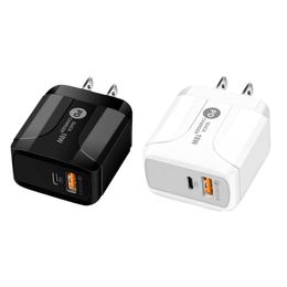 18W Quick Chargers type c +USB PD QC3.0 Wall Charger US EU Power Adapter For iphone 7 8 x 11 Samsung Android phone pc mp4