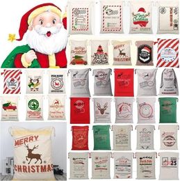 Christmas Santa Sack Bags Canvas Drawstring Bag Monogrammable Reindeers Present Bag Xmas Candy Gifts Bags Handbags Party Decorations B7619