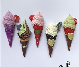 Fridge Magnets Strawberry chocolate Matcha cone ice cream resin paste refrigerator stickers