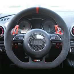 DIY Black Suede Steering Wheel Cover for Audi S1 8X S3 8V Sportback S4 B8 Avant S5 8T S6 C7 S7 G8 RS Q3 8U SQ5 8R