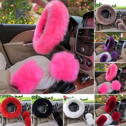 Winter Car Steering wheel Cover 12 Colors Long Wool Pink Fur Universal Steering Wheel Cover Car Accessories