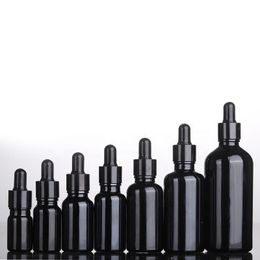 2020 New Design 10ml 15ml 20ml 30ml 50ml 100ml Black Glass Dropper Bottles E liquid Glass Bottles For Essential