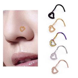 Fashion Girl Body Jewellery Heart Stainless Steel Nose Ring & Studs Stainless Steel Nose Piercing Punk Party Jewellery