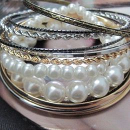 Multi-layer leopard heart pearl bead bracelet
