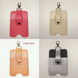 Fashion Empty Cover Keyrings Leather Sheaths Hand Sanitizer Holder Perfume Bottle Sleeve Storage Bag Button Small Pendant 5 21cc C2