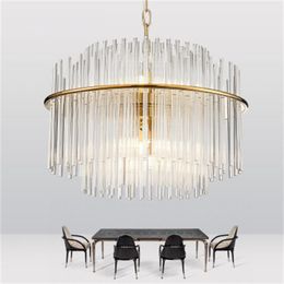 Nordic led pendant lamp living room atmosphere home glass pendant lights restaurant simple American art postmodern crystal chandelier