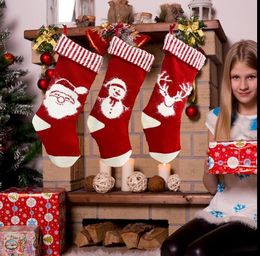 Christmas Stocking Knitted Christmas Decoration Xmas Tree Decorations Home Santa Hanging Gift Socks Christmas Socks Gift Bag 3 Designs BT183