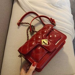 Designer- Vintage Square Crossbody Bag Fashion PU Leather Women's Handbag Lock Chain Shoulder Messenger Bag